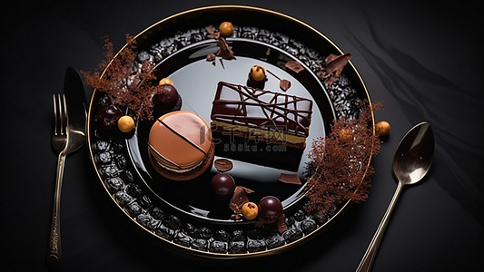 巧克力情人节背景图片_甜品褐色美食勺子
