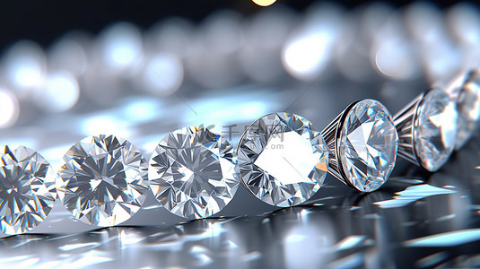 时尚珠宝背景背景图片_辐射白色散景背景上令人惊叹的钻石珠宝设计 3D 渲染