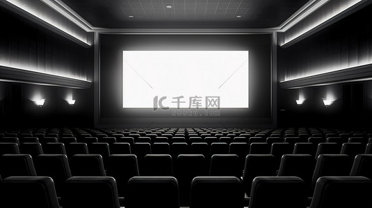电影院大屏幕背景图片_3D 渲染中的空电影院屏幕