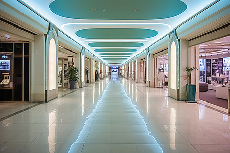 店铺水印背景图片_购物中心长长的走廊