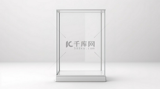 白色透明背景图片_透明玻璃基座展示隔离在白色背景上，没有显示 3D 渲染