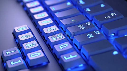 关闭白色 PC 键盘上蓝色披萨键的 3D 渲染
