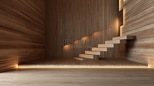 公示牌背景图片_带楼梯和空白画廊墙的当代地下空间模拟专业 3D 可视化