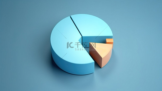 流程图并列关系背景图片_蓝色背景上简单饼图图标的 3d 插图