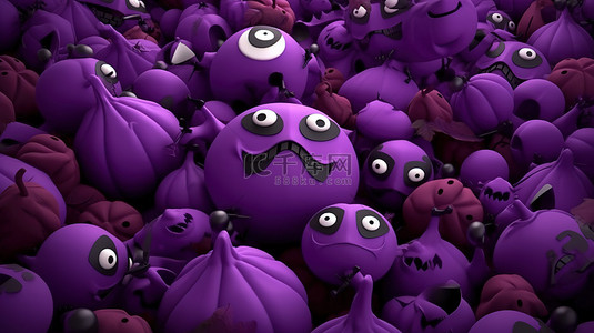 通背景背景图片_万圣节灵感的紫色 3D 卡通图案