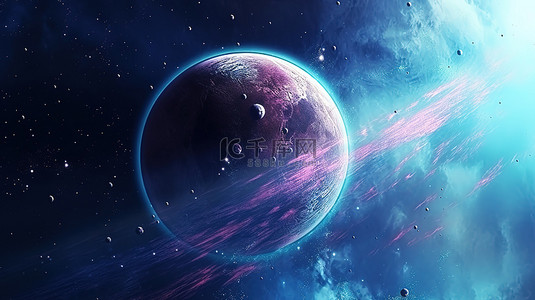 国家顶级域名背景图片_海王星在太空中的 3d 插图