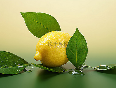 半个带叶子的柠檬