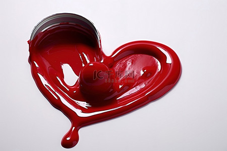 红色心形背景图片_一个红色心形的红色食用色素和一个大的白色底漆刷