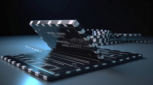 电影票图标背景图片_用于数字设计项目的电影拍板图标的可定制 3D 渲染