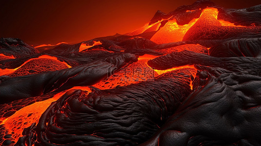火山插图背景图片_3d 渲染中的火山岩浆抽象背景