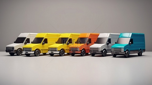 3D 渲染装满纸板箱的送货车用于商业送货