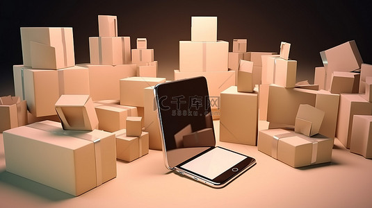 创新技术交互式 3d 智能手机和各种纸盒，用于创意购物