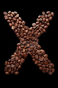 两颗咖啡豆排列成字母 x