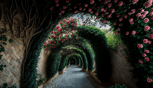 公园蔷薇主题背景