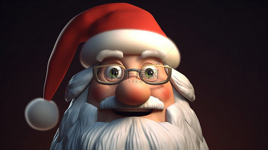 圣诞老人在 3d 卡通设计中的艺术肖像