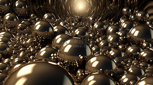 抽象黑暗背景图片_以 3d 呈现的抽象尺寸的金属球体背景