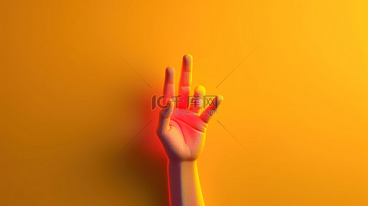 温馨的 3D 渲染双手制作爱情符号手势