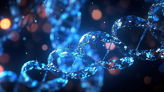 抽象技术蓝色 DNA 分子中的生物化学科学 3D 动画
