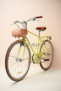 一辆带皮革饰边的黄色自行车的照片