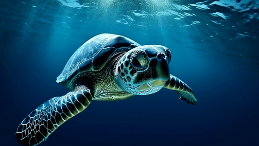 海洋日海龟可爱渲染背景