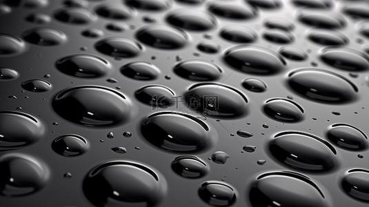 背景中深色纹理水滴的 3D 渲染图案