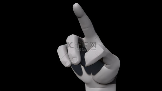 3D渲染中的卡通手用手指指向右侧或点击某物
