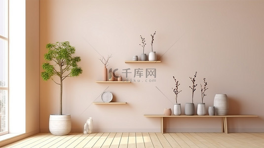 简约地板背景图片_家居室内生活空间的简约 3D 渲染