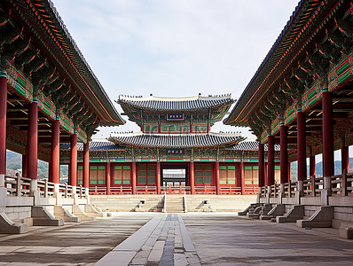 韩国首尔死者大厅内的传统韩国宝塔