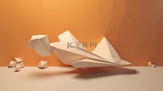 折纸飞机背景图片_纸飞机的 3d 渲染