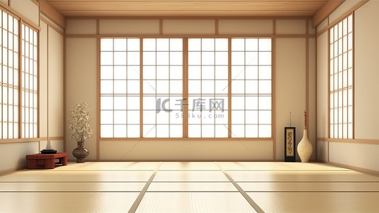 手线性背景图片_精美的日本空房间的令人惊叹的 3D 渲染