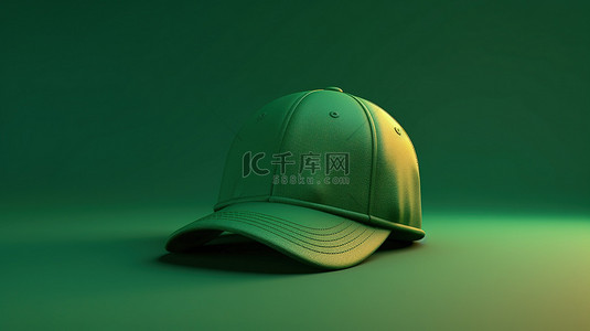 时尚图像背景图片_时尚绿色棒球帽的渲染 3D 图像