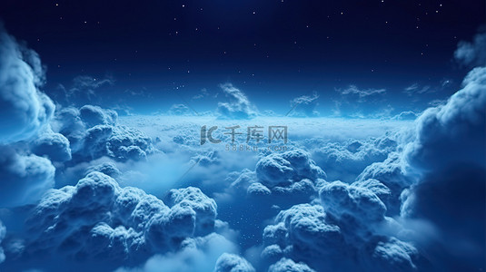 太空星系云背景图片_3d 渲染空间背景与蓝云