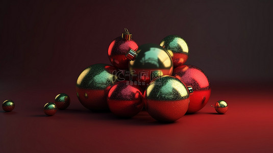 极简主义圣诞球壁纸 3D 渲染插图