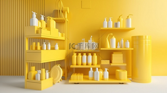 充满活力的黄色产品展台