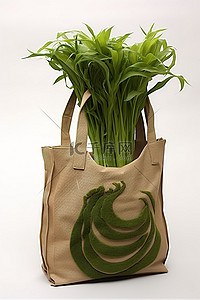 一个可重复使用的袋子，里面装着由棕褐色和棕色制成的植物