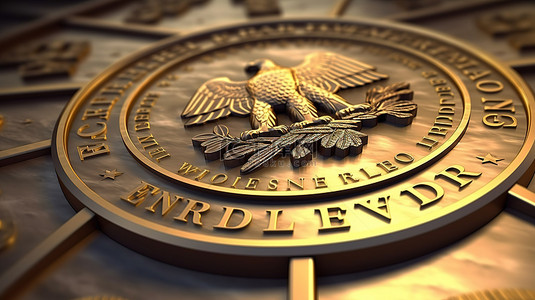 利率背景图片_美国联邦储备系统的符号和标志的 3d 渲染