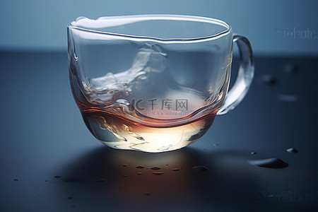 破碎的玻璃杯茶杯和酒