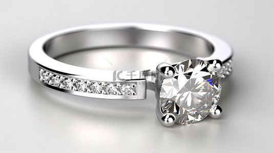 孤立的灰色背景上钻石戒指的 3D 渲染