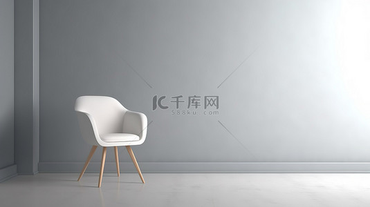 空背景下白色椅子的 3D 渲染简约设计