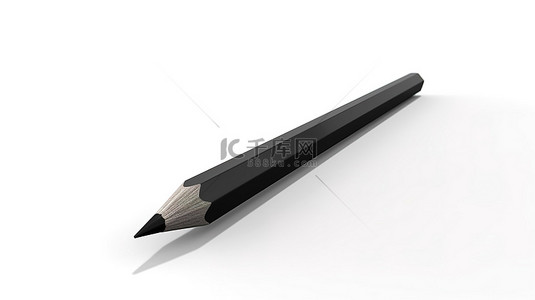 文具用品背景背景图片_用黑色铅笔的白色背景的 3d 插图
