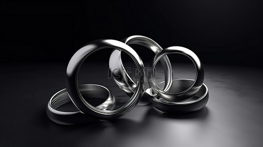 用于以 3D 形式展示产品设计的银钢戒指模型展示