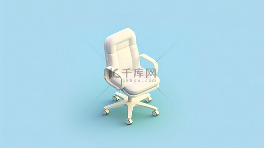 等距白色办公椅和纯白色家用物品的 3D 图标