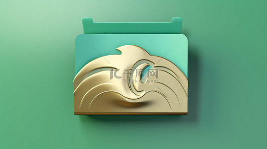 文件夹标志背景图片_潮水绿色背景上的福尔图纳金打开文件夹符号