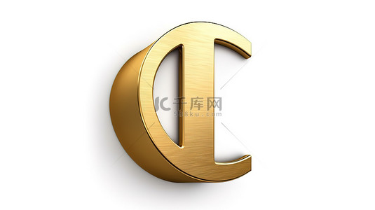 3d金属标志背景图片_白色背景，带有左圆括号符号和光滑的金属金色 3D 标志