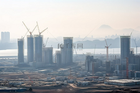 建设经理背景图片_全罗北道的一座城市正在建设中