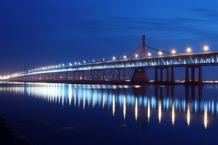 桥夜景背景图片_贡南桥在晚上在中国黑龙江