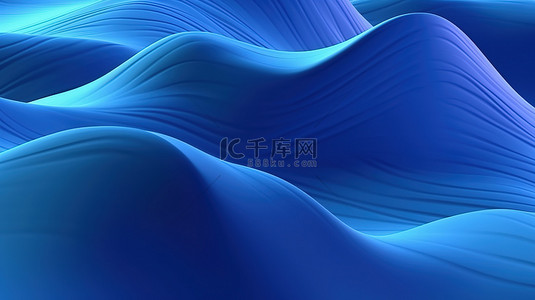 3d 蓝色体积背景类似于光滑柔软的山脉，具有技术几何扭曲