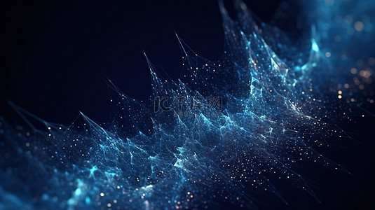 信息技术背景背景图片_1 具有深蓝色 3d 粒子的抽象背景