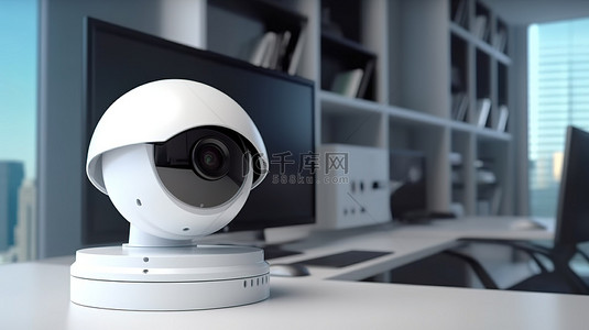 视频应用软件背景图片_办公室监控闭路电视摄像机的 3d 渲染