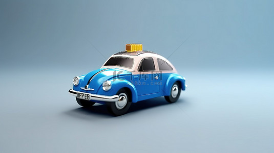 运输卡通背景图片_地面上卡通警车模型的简约 3D 渲染